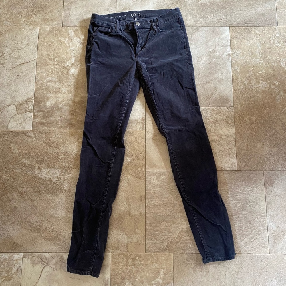 Ann Taylor LOFT Modern Skinny Gray Corduroy Pants